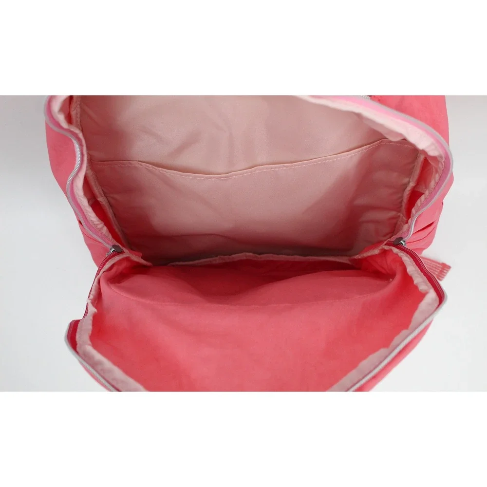 Kipling Seoul Extra Large Laptop Backpack Coral Pink Nylon Monkey Keychain Bag